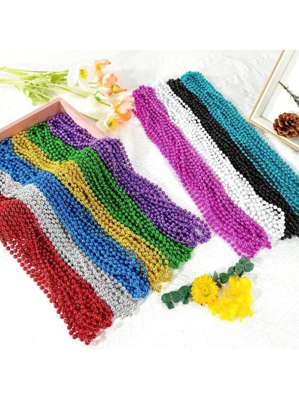 100PCS Orange Mardi Gras Bead Necklaces 33